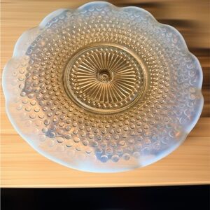 Anchor Hocking 11” Hobnail Moonstone Ruffled Opalescent Platter
